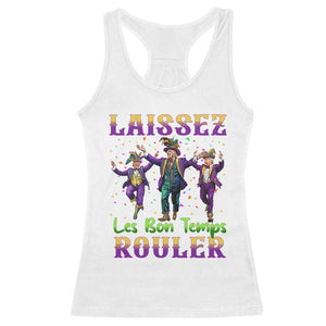 Funny Mardi Gras Trump Racerback Tank Top Laissez Les Bon Temps Rouler Trump Dancing TS09 White Print Your Wear