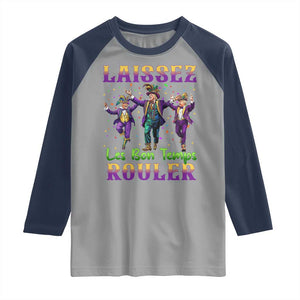 Funny Mardi Gras Trump Raglan Shirt Laissez Les Bon Temps Rouler Trump Dancing TS09 Sport Gray Navy Print Your Wear