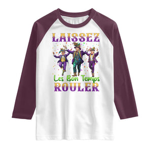 Funny Mardi Gras Trump Raglan Shirt Laissez Les Bon Temps Rouler Trump Dancing TS09 White Maroon Print Your Wear