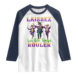 Funny Mardi Gras Trump Raglan Shirt Laissez Les Bon Temps Rouler Trump Dancing TS09 White Navy Print Your Wear