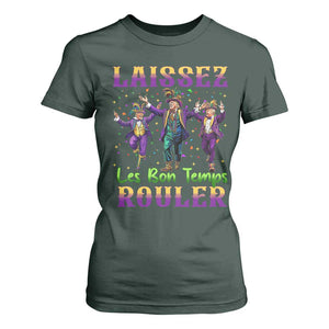 Funny Mardi Gras Trump T Shirt For Women Laissez Les Bon Temps Rouler Trump Dancing TS09 Dark Forest Green Print Your Wear
