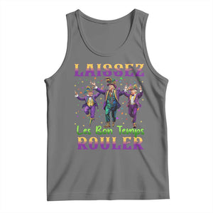Funny Mardi Gras Trump Tank Top Laissez Les Bon Temps Rouler Trump Dancing TS09 Black Heather Print Your Wear