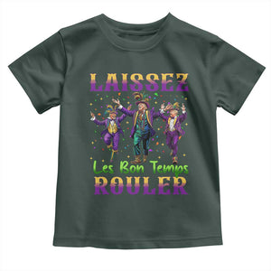 Funny Mardi Gras Trump Toddler T Shirt Laissez Les Bon Temps Rouler Trump Dancing TS09 Dark Forest Green Print Your Wear