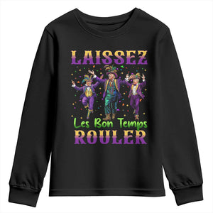 Funny Mardi Gras Trump Youth Sweatshirt Laissez Les Bon Temps Rouler Trump Dancing TS09 Black Print Your Wear