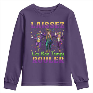 Funny Mardi Gras Trump Youth Sweatshirt Laissez Les Bon Temps Rouler Trump Dancing TS09 Purple Print Your Wear