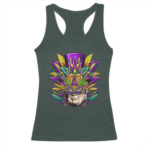 Mardi Gras Mask Trump Racerback Tank Top Fat Tuesday NOLA Louisiana TS09 Dark Forest Green Print Your Wear