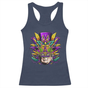 Mardi Gras Mask Trump Racerback Tank Top Fat Tuesday NOLA Louisiana TS09 Navy Print Your Wear