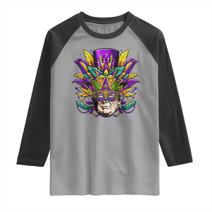 Mardi Gras Mask Trump Raglan Shirt Fat Tuesday NOLA Louisiana TS09 Sport Gray Black Print Your Wear