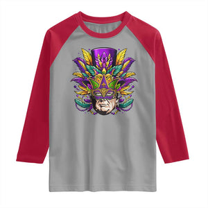 Mardi Gras Mask Trump Raglan Shirt Fat Tuesday NOLA Louisiana TS09 Sport Gray Red Print Your Wear