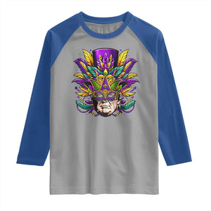 Mardi Gras Mask Trump Raglan Shirt Fat Tuesday NOLA Louisiana TS09 Sport Gray Royal Print Your Wear