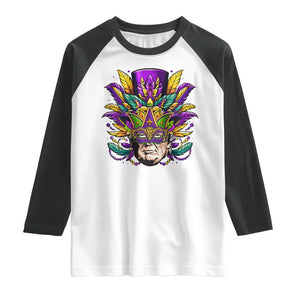 Mardi Gras Mask Trump Raglan Shirt Fat Tuesday NOLA Louisiana TS09 White Black Print Your Wear