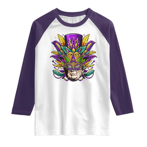 Mardi Gras Mask Trump Raglan Shirt Fat Tuesday NOLA Louisiana TS09 White Purple Print Your Wear