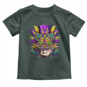 Mardi Gras Mask Trump Toddler T Shirt Fat Tuesday NOLA Louisiana TS09 Dark Forest Green Print Your Wear