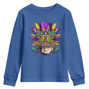 Mardi Gras Mask Trump Youth Sweatshirt Fat Tuesday NOLA Louisiana TS09 Royal Blue Print Your Wear