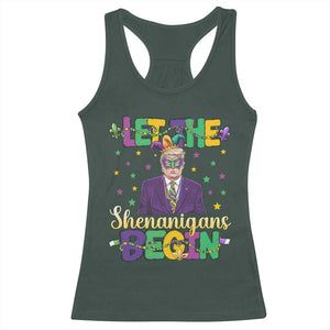 Funny Trump Mardi Gras Racerback Tank Top Let The Shenanigans Begin TS09 Dark Forest Green Print Your Wear