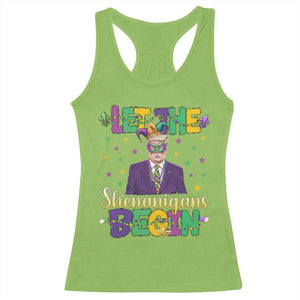 Funny Trump Mardi Gras Racerback Tank Top Let The Shenanigans Begin TS09 Lime Print Your Wear