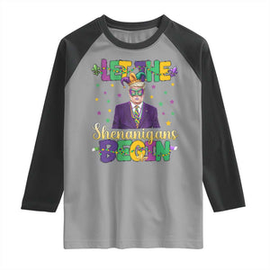 Funny Trump Mardi Gras Raglan Shirt Let The Shenanigans Begin TS09 Sport Gray Black Print Your Wear