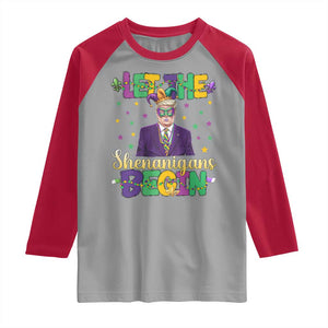 Funny Trump Mardi Gras Raglan Shirt Let The Shenanigans Begin TS09 Sport Gray Red Print Your Wear