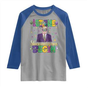 Funny Trump Mardi Gras Raglan Shirt Let The Shenanigans Begin TS09 Sport Gray Royal Print Your Wear