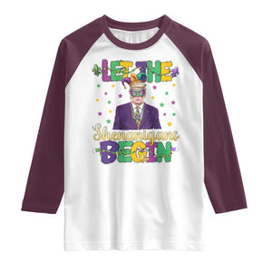 Funny Trump Mardi Gras Raglan Shirt Let The Shenanigans Begin TS09 White Maroon Print Your Wear