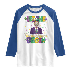 Funny Trump Mardi Gras Raglan Shirt Let The Shenanigans Begin TS09 White Royal Print Your Wear