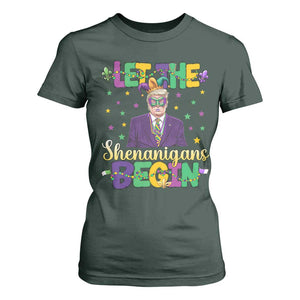 Funny Trump Mardi Gras T Shirt For Women Let The Shenanigans Begin TS09 Dark Forest Green Print Your Wear