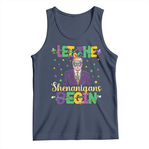 Funny Trump Mardi Gras Tank Top Let The Shenanigans Begin TS09 Navy Print Your Wear