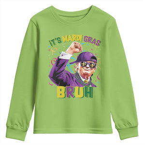 Funny Trump Mardi Gras Youth Sweatshirt It's Mardi Gras Bruh TS09 Lime Print Your Wear