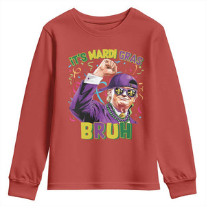 Funny Trump Mardi Gras Youth Sweatshirt It's Mardi Gras Bruh TS09 Red Print Your Wear