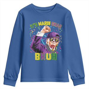 Funny Trump Mardi Gras Youth Sweatshirt It's Mardi Gras Bruh TS09 Royal Blue Print Your Wear