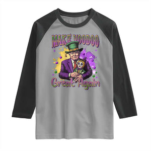 Trump Mardi Gras Raglan Shirt Make Voodoo Great Again Voo Doo Doll TS09 Sport Gray Black Print Your Wear
