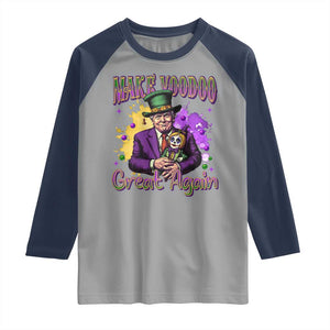 Trump Mardi Gras Raglan Shirt Make Voodoo Great Again Voo Doo Doll TS09 Sport Gray Navy Print Your Wear