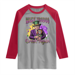 Trump Mardi Gras Raglan Shirt Make Voodoo Great Again Voo Doo Doll TS09 Sport Gray Red Print Your Wear