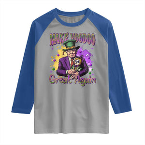 Trump Mardi Gras Raglan Shirt Make Voodoo Great Again Voo Doo Doll TS09 Sport Gray Royal Print Your Wear
