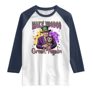 Trump Mardi Gras Raglan Shirt Make Voodoo Great Again Voo Doo Doll TS09 White Navy Print Your Wear
