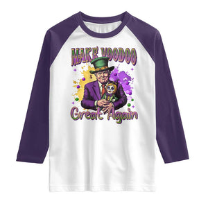 Trump Mardi Gras Raglan Shirt Make Voodoo Great Again Voo Doo Doll TS09 White Purple Print Your Wear