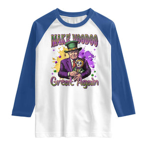Trump Mardi Gras Raglan Shirt Make Voodoo Great Again Voo Doo Doll TS09 White Royal Print Your Wear
