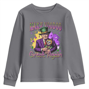 Trump Mardi Gras Youth Sweatshirt Make Voodoo Great Again Voo Doo Doll TS09 Charcoal Print Your Wear