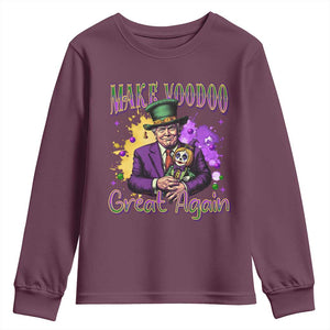 Trump Mardi Gras Youth Sweatshirt Make Voodoo Great Again Voo Doo Doll TS09 Maroon Print Your Wear