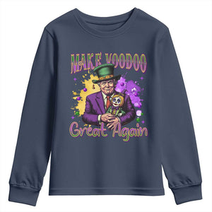 Trump Mardi Gras Youth Sweatshirt Make Voodoo Great Again Voo Doo Doll TS09 Navy Print Your Wear
