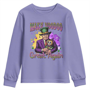 Trump Mardi Gras Youth Sweatshirt Make Voodoo Great Again Voo Doo Doll TS09 Violet Print Your Wear