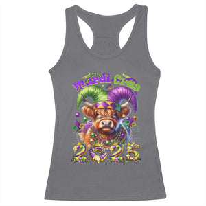 Mardi Gras 2025 Racerback Tank Top Cow Jester Outfit TS09 Charcoal Print Your Wear