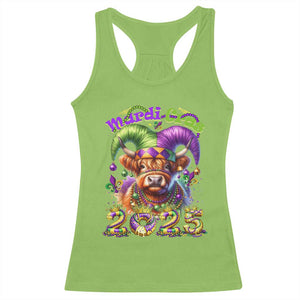 Mardi Gras 2025 Racerback Tank Top Cow Jester Outfit TS09 Lime Print Your Wear