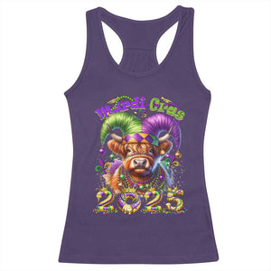 Mardi Gras 2025 Racerback Tank Top Cow Jester Outfit TS09 Purple Print Your Wear