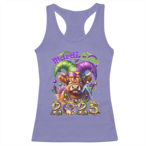 Mardi Gras 2025 Racerback Tank Top Cow Jester Outfit TS09 Violet Print Your Wear