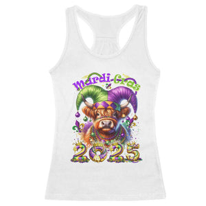 Mardi Gras 2025 Racerback Tank Top Cow Jester Outfit TS09 White Print Your Wear