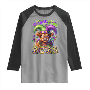 Mardi Gras 2025 Raglan Shirt Cow Jester Outfit TS09 Sport Gray Black Print Your Wear