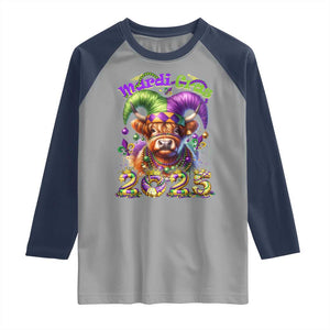 Mardi Gras 2025 Raglan Shirt Cow Jester Outfit TS09 Sport Gray Navy Print Your Wear