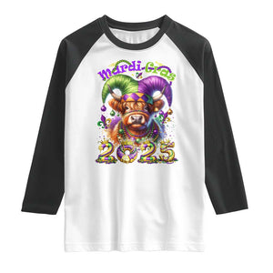 Mardi Gras 2025 Raglan Shirt Cow Jester Outfit TS09 White Black Print Your Wear