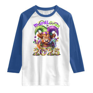 Mardi Gras 2025 Raglan Shirt Cow Jester Outfit TS09 White Royal Print Your Wear